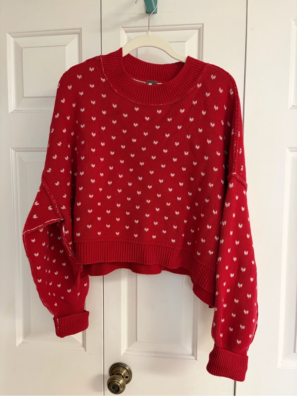 Free People Red easy street Crewneck Sweater